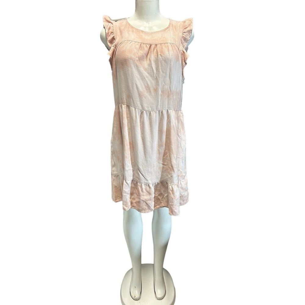 Bella Dahl‎ Medium Ruffle Sleeve Tiered Dress - Dusty Rose Bomba Dye